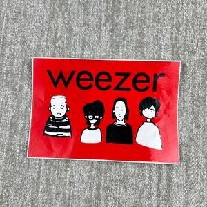 Weezer Band Original Sticker From the 2000s Red Y2K Music Merch Cartoon Graphic